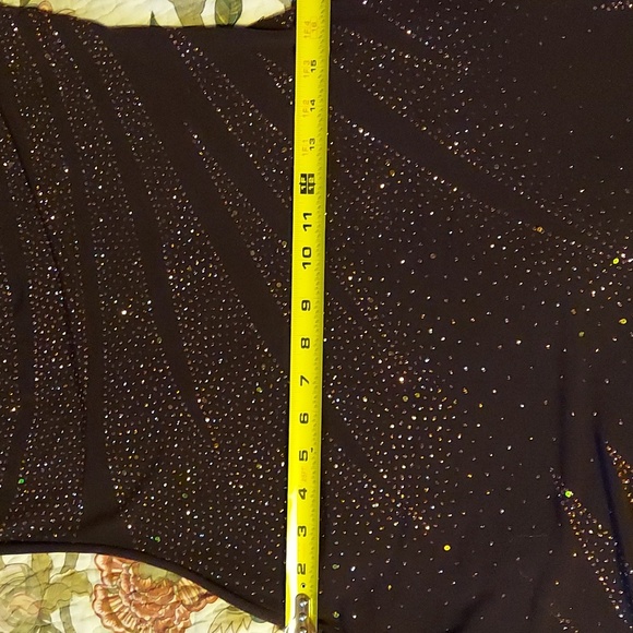 Beautiful Lipstick Strapless Stretch Long Brown Sequined Dress Sz M - Picture 8 of 8